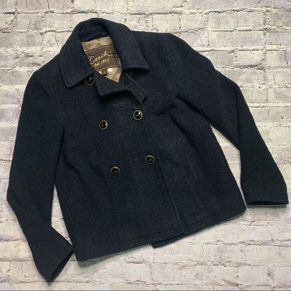 Coach Wool Blend Double Breasted Lined Coat - Picture 1 of 10